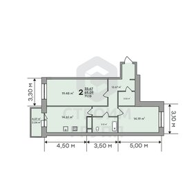 57,3 м², 2-комнатная квартира 6 888 200 ₽ - изображение 2