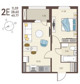Квартира 40,8 м², 1-комнатная - изображение 1