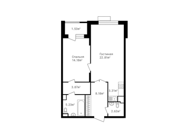 Квартира 61,8 м², 2-комнатная - изображение 1