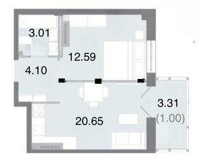 Квартира 41,4 м², 1-комнатная - изображение 1