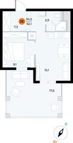 Квартира 52,1 м², 1-комнатные - изображение 1