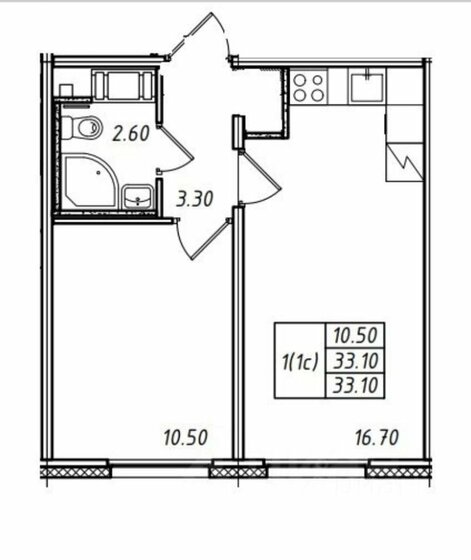 33,4 м², 1-комнатная квартира 7 100 000 ₽ - изображение 1