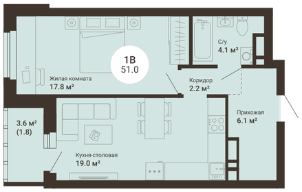 46,9 м², 1-комнатная квартира 6 706 700 ₽ - изображение 20