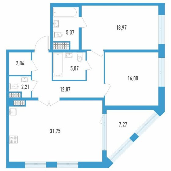 98,7 м², 2-комнатная квартира 26 654 400 ₽ - изображение 1