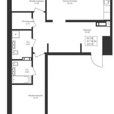 Квартира 90 м², 2-комнатная - изображение 3