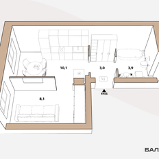 Квартира 25,1 м², 1-комнатная - изображение 4