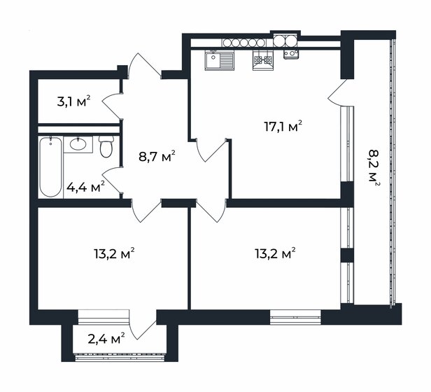 64,5 м², 2-комнатная квартира 9 086 168 ₽ - изображение 1