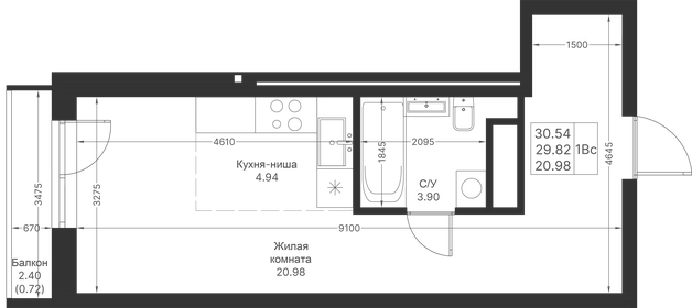 30,5 м², квартира-студия 8 215 260 ₽ - изображение 28