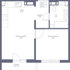 Квартира 35,4 м², 1-комнатная - изображение 3