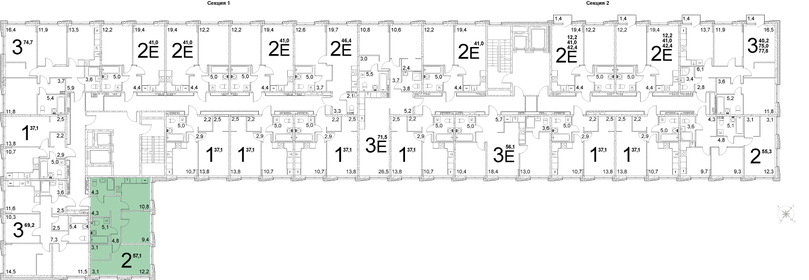 57 м², 2-комнатная квартира 6 400 000 ₽ - изображение 44