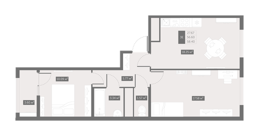 58,4 м², 2-комнатная квартира 8 003 136 ₽ - изображение 4