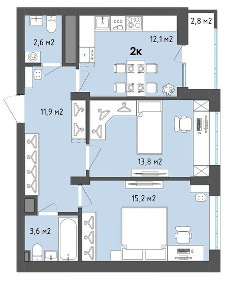 60,6 м², 2-комнатная квартира 7 361 688 ₽ - изображение 1