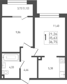 35,7 м², 1-комнатная квартира 4 500 000 ₽ - изображение 59