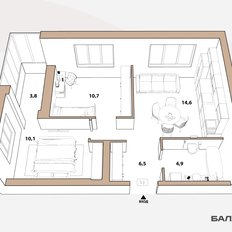 Квартира 35,5 м², 1-комнатная - изображение 4