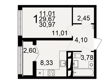 Квартира 31 м², 1-комнатная - изображение 1