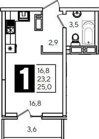 Квартира 25 м², студия - изображение 1