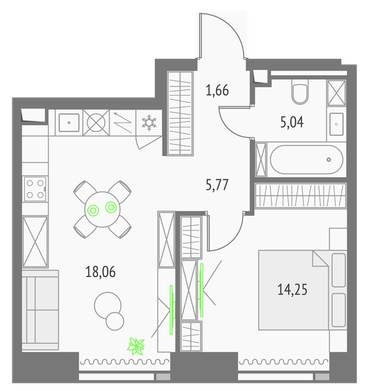 44,8 м², 1-комнатная квартира 22 842 324 ₽ - изображение 16