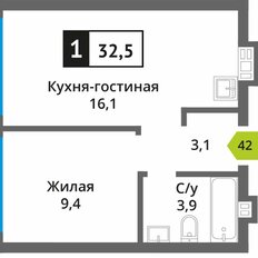 Квартира 32,5 м², 1-комнатная - изображение 2