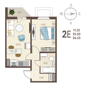 Квартира 36,5 м², 1-комнатная - изображение 1