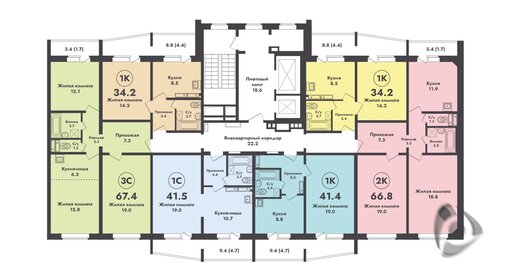 Квартира 66,8 м², 2-комнатная - изображение 2