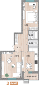 64,6 м², 2-комнатная квартира 6 900 000 ₽ - изображение 52