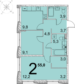 57 м², 2-комнатная квартира 6 400 000 ₽ - изображение 55