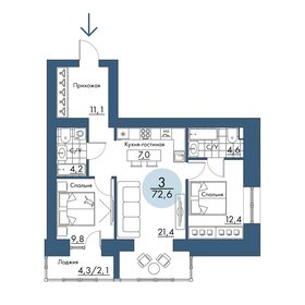 73,2 м², 3-комнатная квартира 12 663 600 ₽ - изображение 10