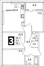 73,2 м², 3-комнатная квартира 9 589 200 ₽ - изображение 18