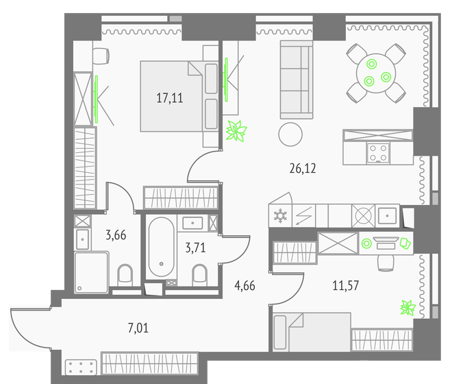73,7 м², 2-комнатная квартира 29 496 000 ₽ - изображение 8