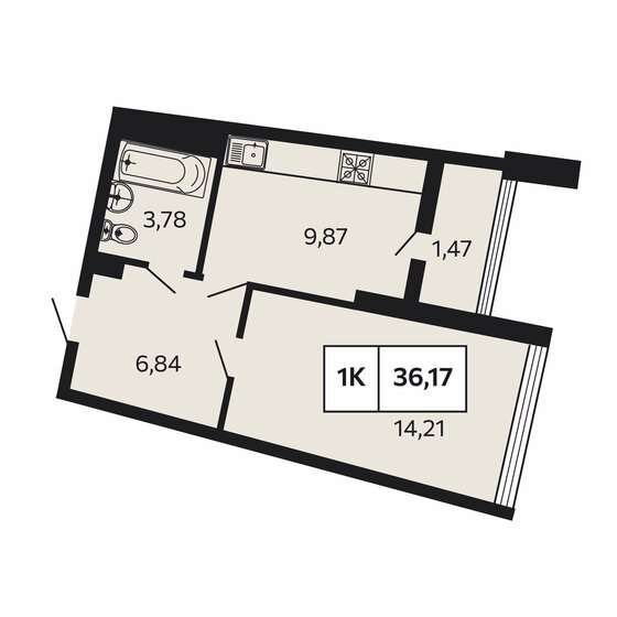 36,2 м², 1-комнатная квартира 11 502 060 ₽ - изображение 1