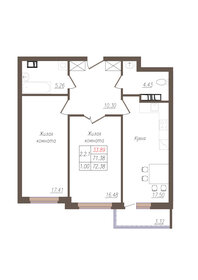 Квартира 72,4 м², 2-комнатная - изображение 1