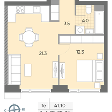 Квартира 41,1 м², 1-комнатная - изображение 2