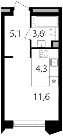 24,6 м², квартира-студия 13 903 920 ₽ - изображение 1