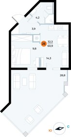 Квартира 60,9 м², 1-комнатные - изображение 1