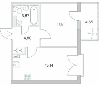 Квартира 36,6 м², 1-комнатная - изображение 1