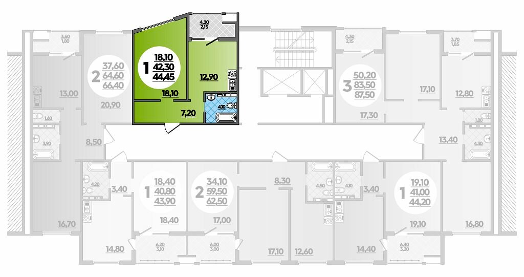 44,5 м², 1-комнатная квартира 8 161 020 ₽ - изображение 1