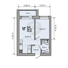 Квартира 35,3 м², 1-комнатная - изображение 2