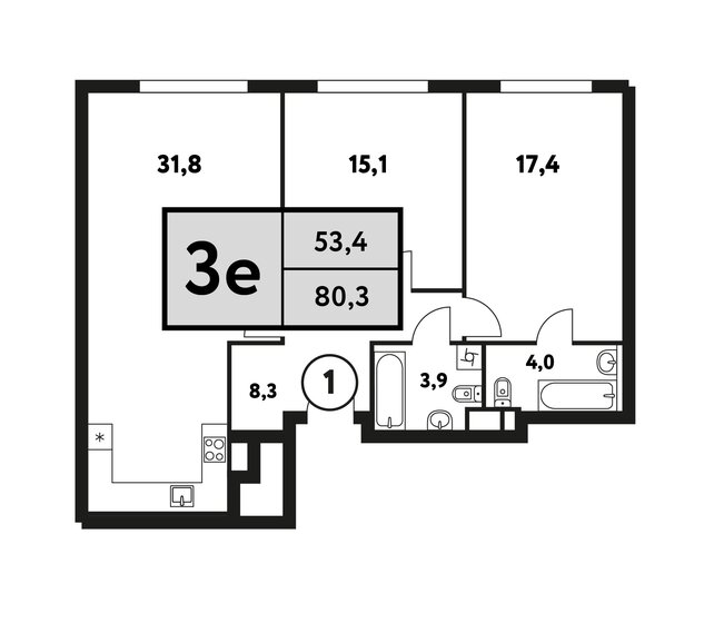 80,3 м², 3-комнатная квартира 35 670 864 ₽ - изображение 27