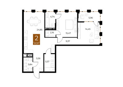 94,6 м², 2-комнатная квартира 19 388 900 ₽ - изображение 56