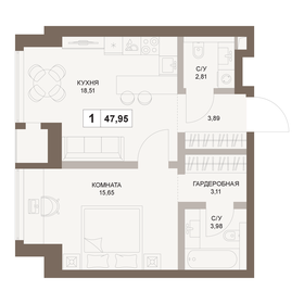 48,2 м², 1-комнатная квартира 28 744 142 ₽ - изображение 60
