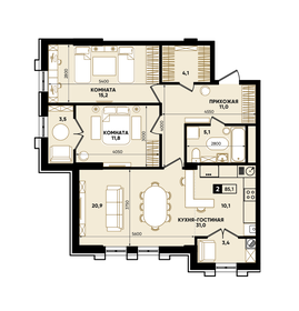 65 м², 2-комнатная квартира 10 990 000 ₽ - изображение 25