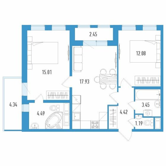 61,1 м², 2-комнатная квартира 9 071 865 ₽ - изображение 15