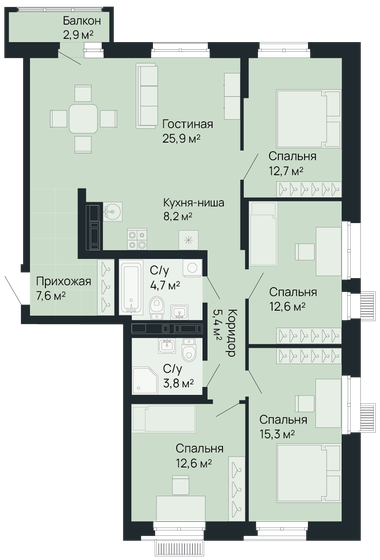 177 м², 5-комнатная квартира 46 500 000 ₽ - изображение 85