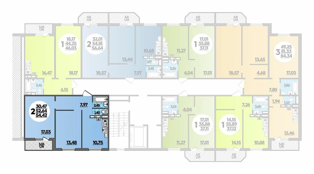 54,4 м², 2-комнатная квартира 4 953 000 ₽ - изображение 1