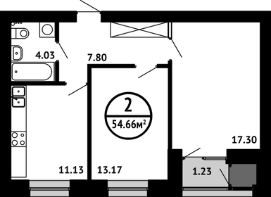 Квартира 54,7 м², 2-комнатная - изображение 1