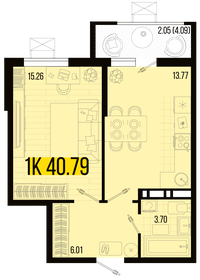 Квартира 40,8 м², 1-комнатная - изображение 1