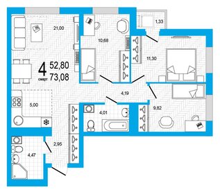 74,8 м², 4-комнатная квартира 8 267 610 ₽ - изображение 13