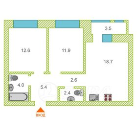 Квартира 61,8 м², 2-комнатная - изображение 1