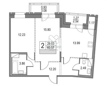 Квартира 62,8 м², 2-комнатная - изображение 1