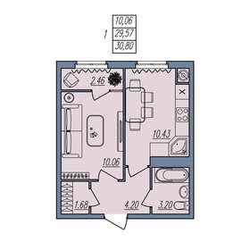 30,8 м², 1-комнатная квартира 2 972 200 ₽ - изображение 7